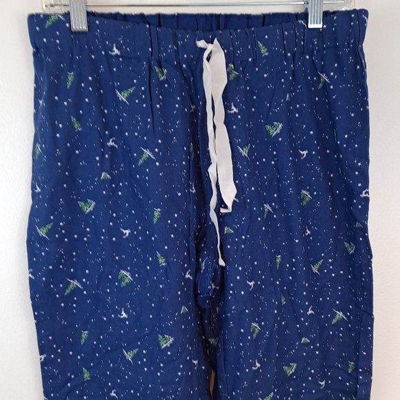 Lands End Winter Christmas Cotton Blend Stretch Top Pants Pajama PJ Set - Picture 3 of 10